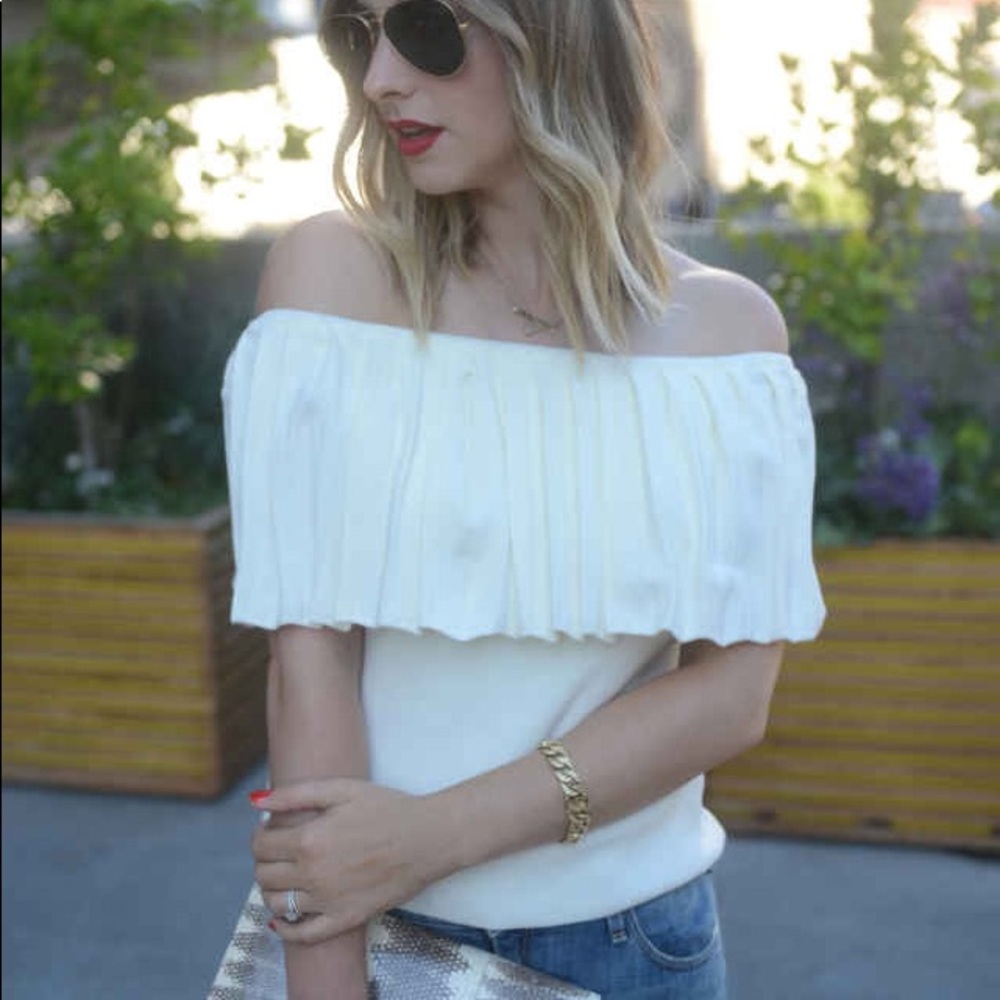 ASOS Premium Knit Pleated Bardot Top